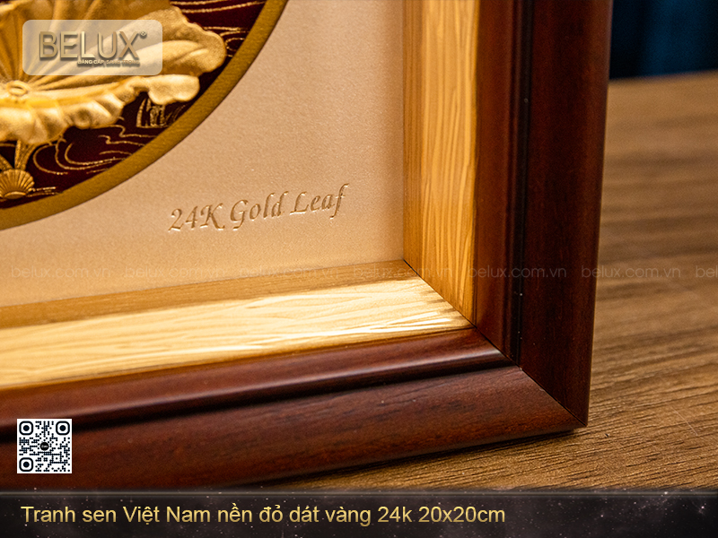 Tranh sen vàng trường cửu dát vàng 24k kt 20x20cm&nbsp;
